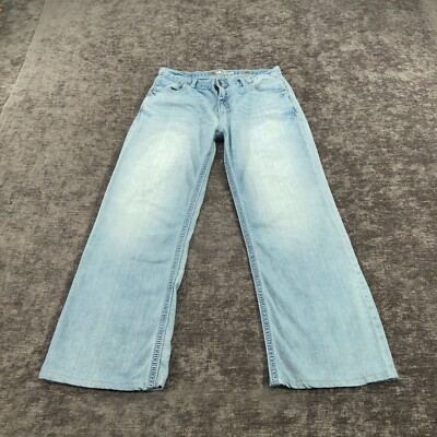 BKE Buckle Jeans Men 32x29 Blue Light Tyler Straight Embroidered Stitch Tag:34L