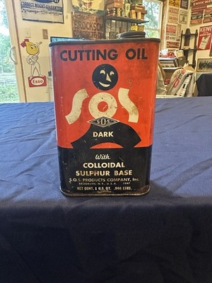 Vintage Empty SOS Cutting Oil 1qt Can Great Graphics Will Display Great!!!