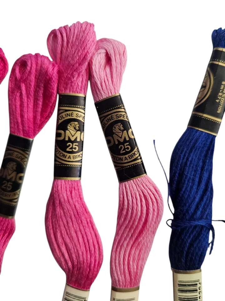 DMC 25 Embroidery Floss Craft Thread 15 Skeins 8.7 Yds 100% Cotton Pink Blue - Image 4 of 4