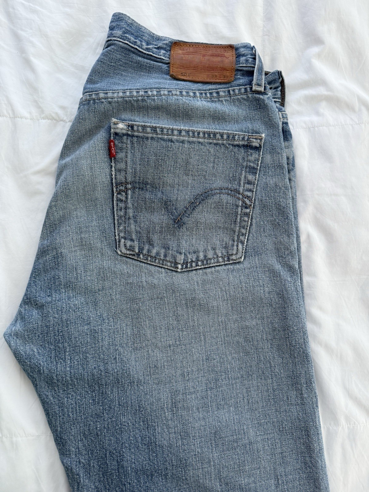 Levis 501 Custom Plaid Patchwork Denim Jeans 33x3… - image 12