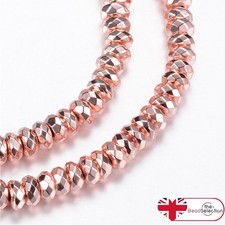 50 ROSE GOLD DISC RONDELLE FACETED HEMATITE BEADS 8mm PREMIUM QUALITY HEM71