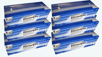 6 Boxes of 119 Count Kimtech Kimwipes 3 PLY Wipes Anti Static Cleaning