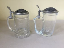 Lot Of 2 Anheuser-Busch Michelob Glass Mugs W/Metal Lids