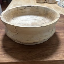 Hand Turned Wooden Salad Bowl 9  Signed/dated By D Bunch 2024 Spalted Maple