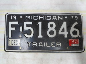 1979 Michigan Trailer License Plate F-51846