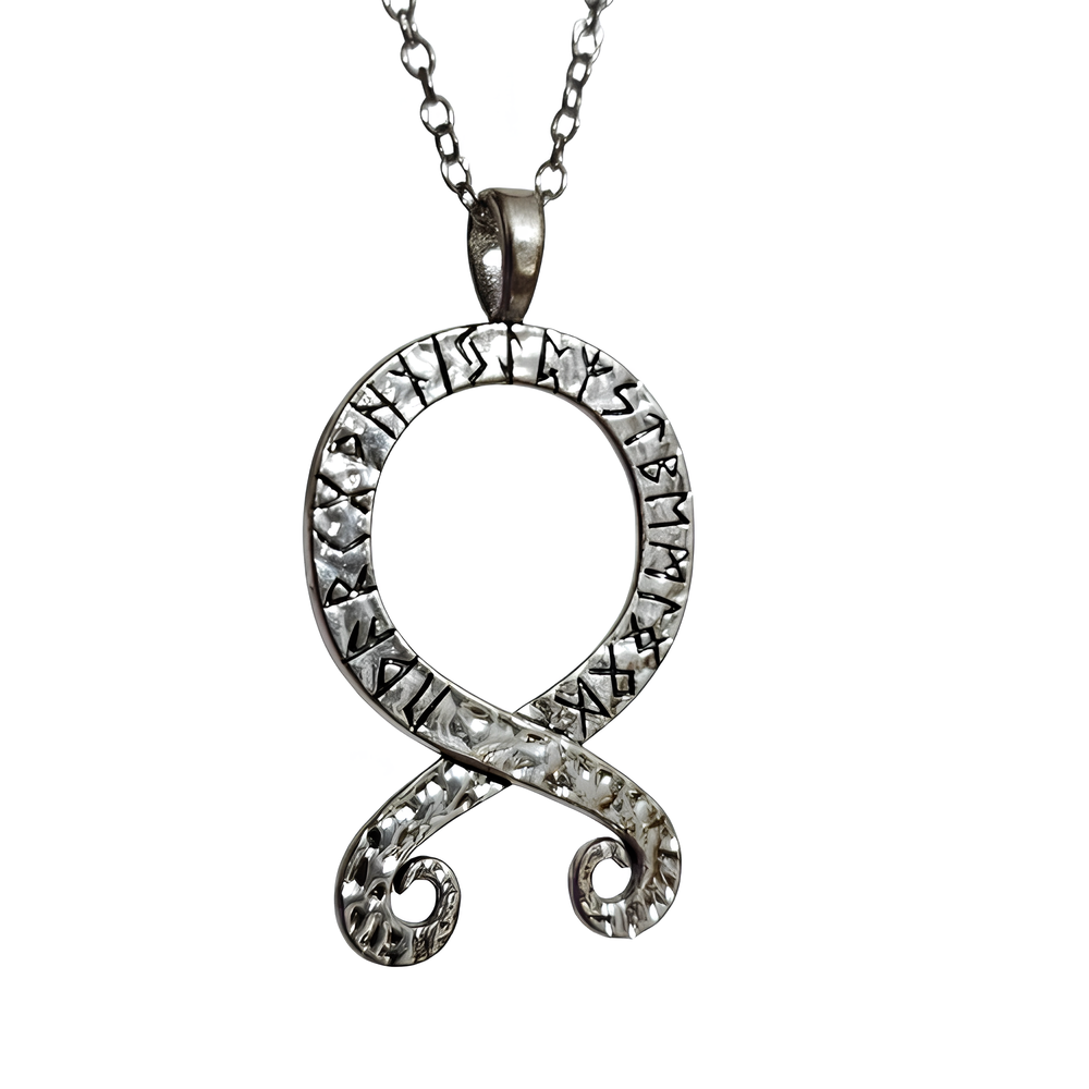Troll Cross Rune Pendant Necklace Chain Othila Odal Viking Jewellery Velvet Bag