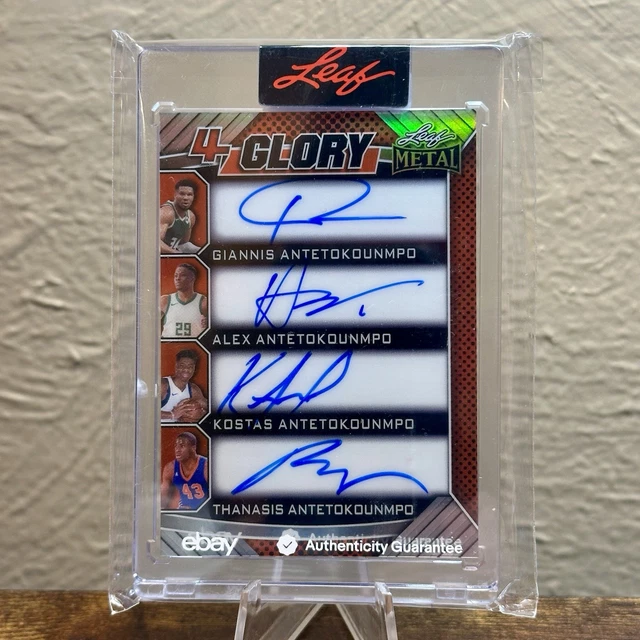 2025 Leaf Metal Giannis Alex Kostas Thanasis Antetokounmpo 4 Glory Quad Auto 5/7