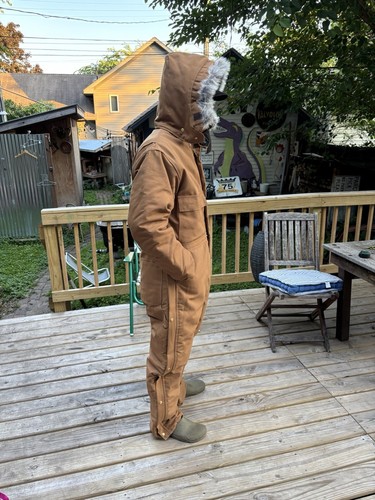 Vintage Carhartt Insulated Duck Canvas Coveralls 968QZ Mens 44R USA 1980s Unworn - Picture 6 of 23