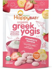 Happy Baby Organics Greek Yogis Freeze-Dried Snacks, 1 oz, Strawberry Banana