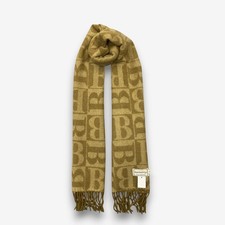 Vintage Burberry Cashmere Scarf Classic Monogram Winter Beige Warmer Scarves