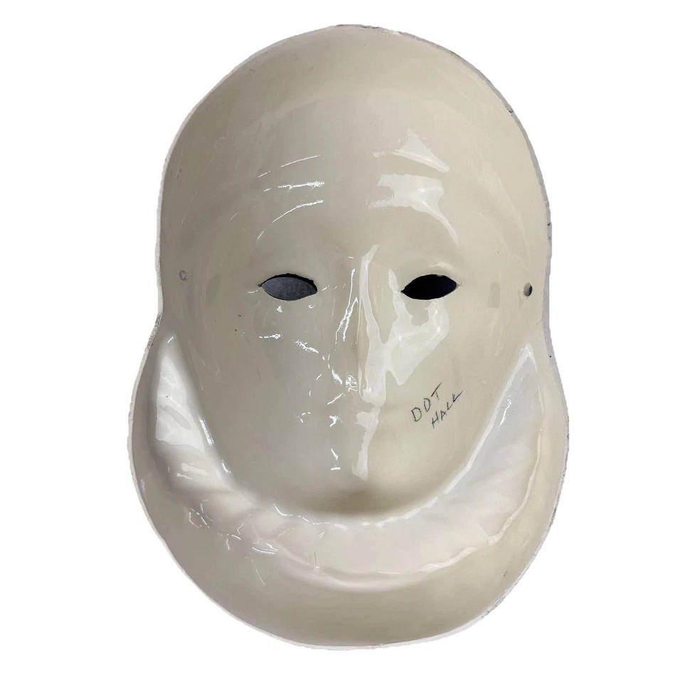 Máscara de Pared Payaso Pierrot Cerámica Hecha a Mano Lavanda Volantes Floral Firmado Punto Hall Foto 4 de 4