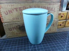 Sweese Tea Cup with Lid & Infuser – Light Blue Porcelain Mug 15 oz – Loose Leaf