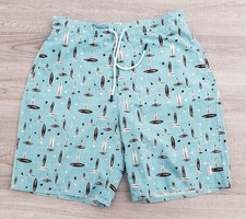 JOHNNIE-O Men's Rowan Swim Boardshorts Blue Surf Print Size Large Lined