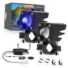 LED Motorcycle Auxiliary Light Kit, 5 Modes, Spot Driving Lights, Blue