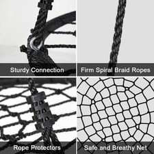 ALBOTT 40" TREE SWING SET - SPIDER WEB ROUND NET SWING - BLACK