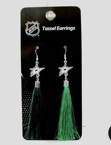 Dallas Stars Earrings Fashion Tassel Style With Team Logo NHL Licensed 