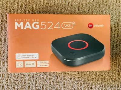 Infomir MAG 524 W3 4K IPTV Set Top Box HDMI2.1 HDR USB 3.0 Media Player 1GB RAM