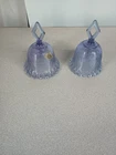 Vintage Fenton Threaded Ribbed Amethyst Purple Glass Bell Lot (2)