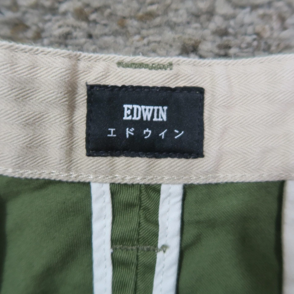 Edwin Pants Mens 32 Green 55 Chino Cotton Twill Button Fly Casual Trousers 32x31 - Image 3 of 4