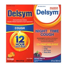 Delsym Cough Relief Combo Pack 12 Hour & Nighttime 5 oz, 6 oz | Fast Relief