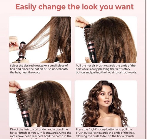 Rotating Hair Dryer Hot Brush Powerful Air Flow Straightening Curl Fast Drying - Picture 4 of 20