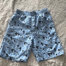 Nike boy XL Blue Floral Swim Shorts Mesh Lining Drawstring Elastic Waist
