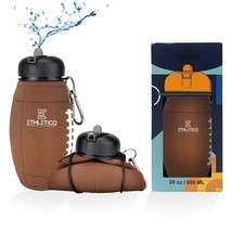Clip-On Collapsible BPA-Free Silicone American Football Water Bottle for Kids...