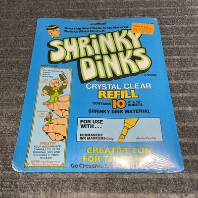 Vintage SHRINKY DINKS 17 Crystal Clear Refill Sheets SEALED Plus Idea Book 1975