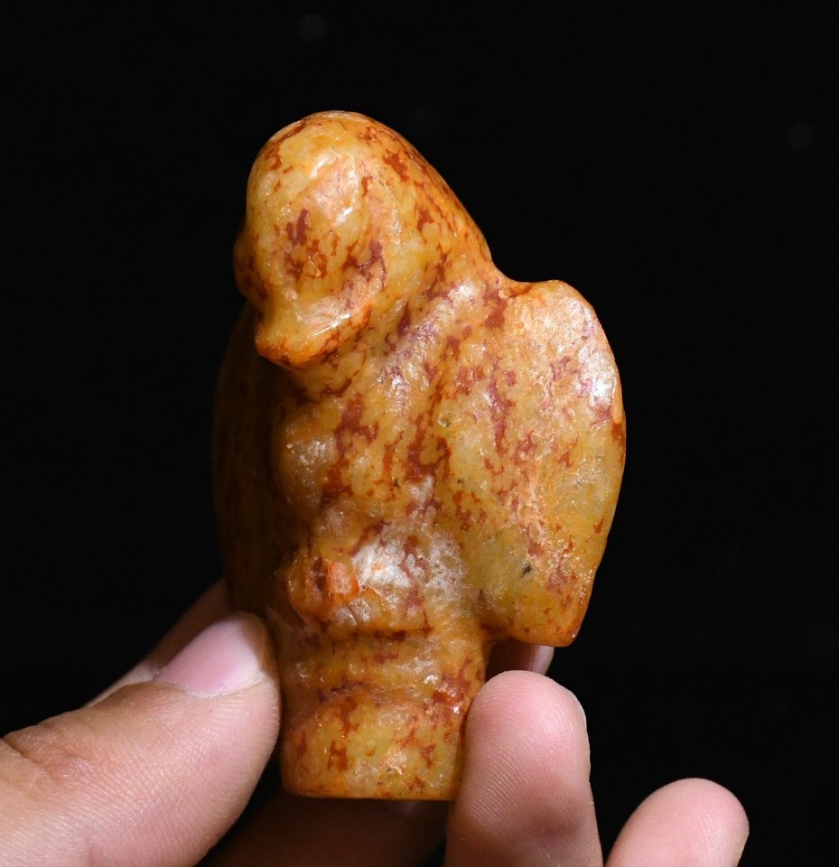 6CM China Hongshan Culture Old Jade Carved Bird Beast Animal Amuelt ...