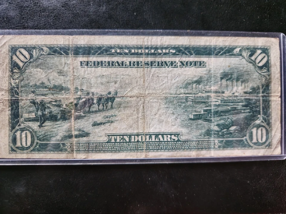 1914 $10 Blue Seal Large Size Banknote - Image 2 of 2