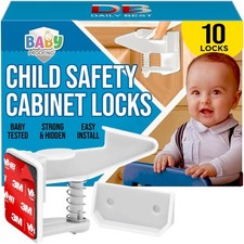 DB DAILY BEST - Cabinet Locks for Babies - Child Safety Latches 10 Pack - Inv...