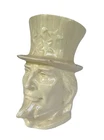 Vtg McCoy Pottery Uncle Sam Head Vase Planter 1940s Americana Cream White AS IS