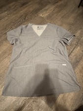 FIGS Scrub Top Womens Small Heather Grey V-Neck Technical Collection FW1100