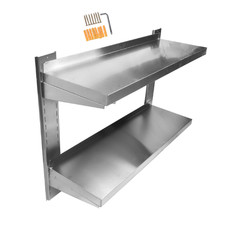 Heavy Duty Stainless Steel Wall Shelves, 2-Pack & Double, 23.6-48 in