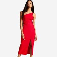 Anthropologie One-Shoulder Slim Midi Dress Size 1X Red