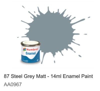 Humbrol Enamel 14ml ( 87) Steel Grey Matt AA0967