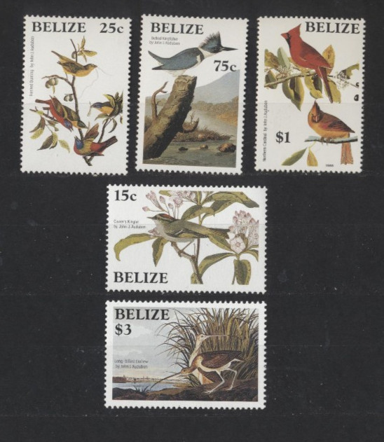 Belize  BIRDS  Set of 5 Different Mint Never Hinged Stamps