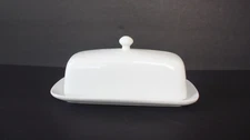 BIA Cordon Bleu White Ceramic Covered Butter Dish with Knob Lid