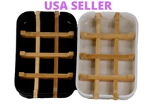 1 pc Bamboo Self-Draining Soap Dish Drain Storage Holder Soap Box Tray Bathroom