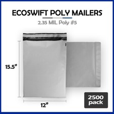 2500 12x15.5 EcoSwift Poly Mailers Plastic Envelopes Shipping Bags 2.35MIL