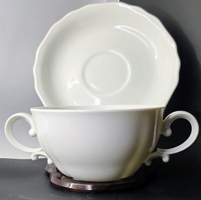 Augarten WIEN Vienna - White SOUP CUP & SAUCER SET Mozart Shape