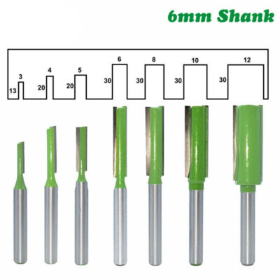 7PZ 6Mm Face Mill Gambo Singolo Doppio Flauto Punta Dritta Fresa per Legno-Fresa
