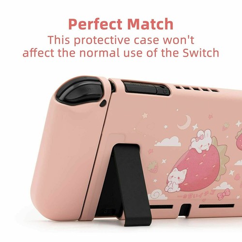 Funda protectora GeekShare para Nintendo Switch delgada carcasa blanda Strawberry Bunny - Imagen 3 de 10