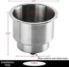 8x Recessed Stainless Steel Cup Drink Holder W Drain For Boat Marine Camper Rv
