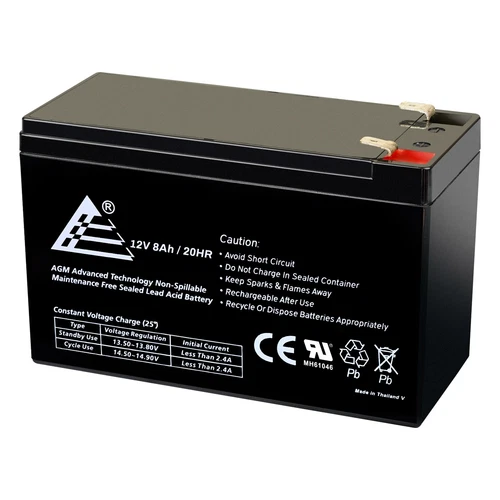 12 Volt 8 Amp 8Ah VRLA AGM Sealed Lead Acid Rechargeable Battery