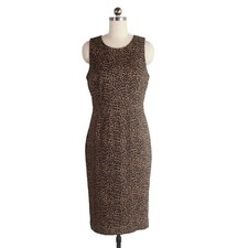 j. crew leopard print pencil dress 4 sheath animal  cocktail party work cheetah
