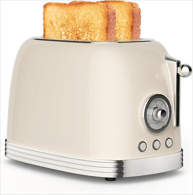 2-Slice Toaster, Extra Wide Slots Toaster, Retro Stainless Steel with Bagel,
