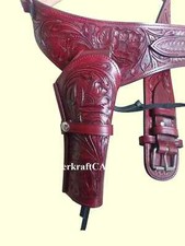 Gun holster Belt Old West Custom Genuine Leather Handmade Western Cowboy Revolve
