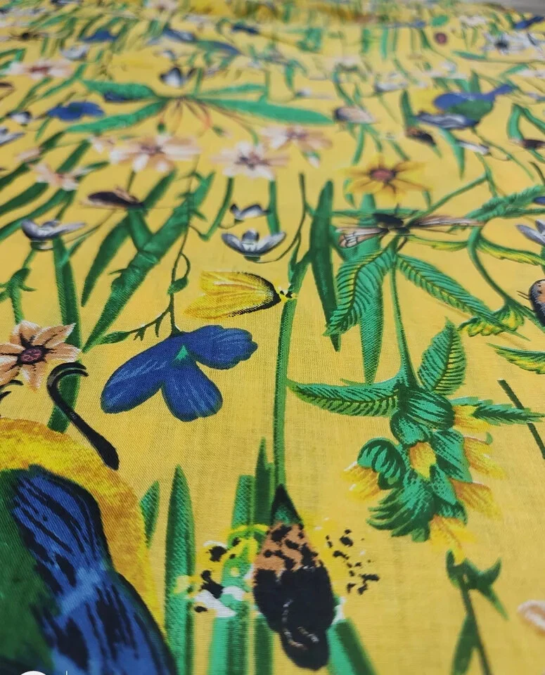 25 Yards Fabric Indian Yellow Insects Hand Printed Cotton Fabric Sewing Fabrics - Image 4 of 4