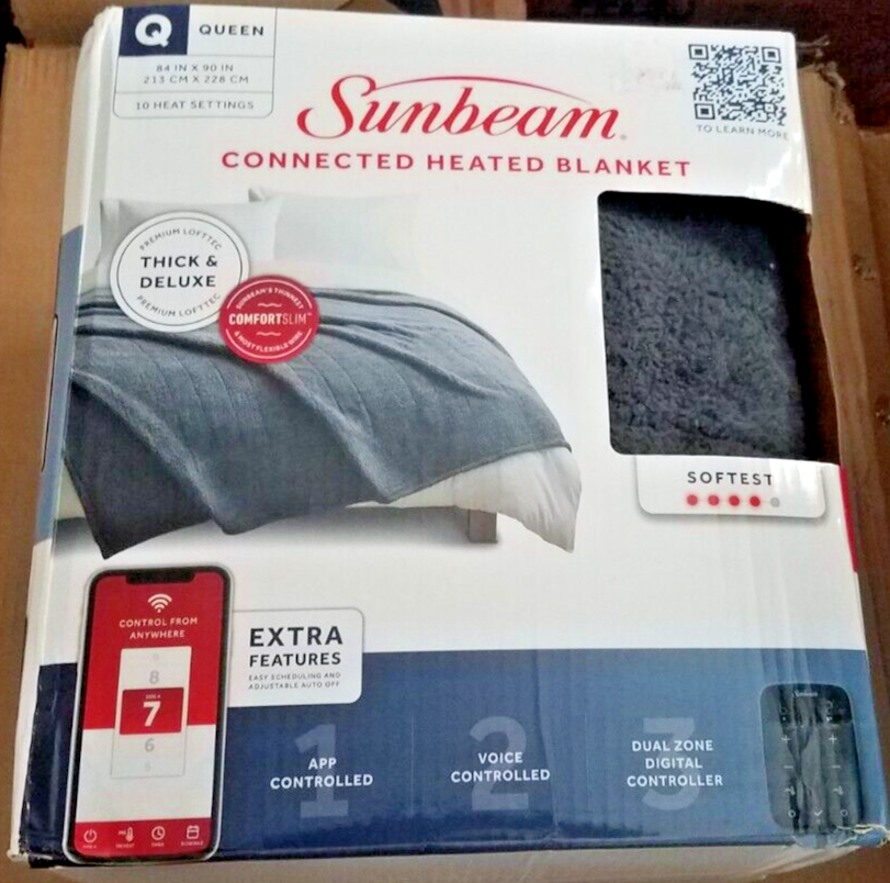 Sunbeam WiFi Heated Blanket - Lofttec Slate Grey Queen Fast for sale online  | eBay